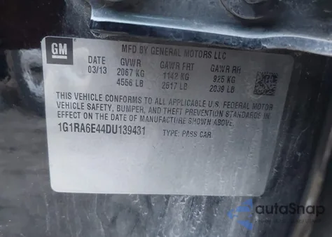 2013 Chevrolet Volt from USA, damaged, VIN 1G1RA6E44DU139431